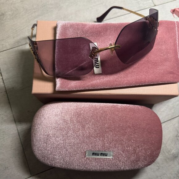 Viral Miu Miu Pink Purple Rimless Sunglasses main image 9